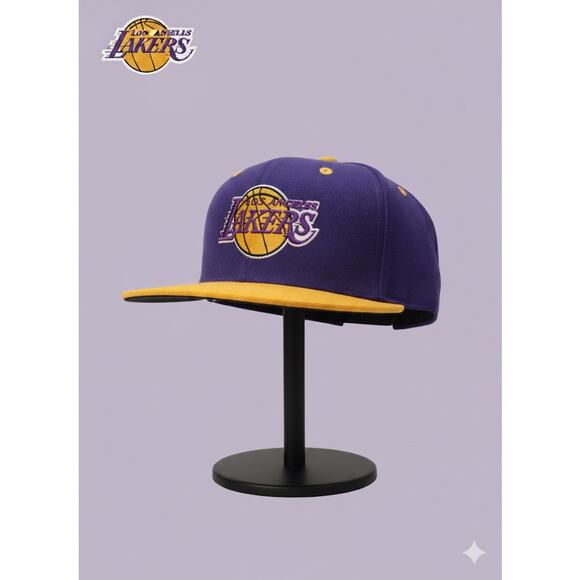 Los Angeles LA Lakers Snap Back Adjustable Embroidered Cap Hat OS Purple Yellow - Picture 1 of 4